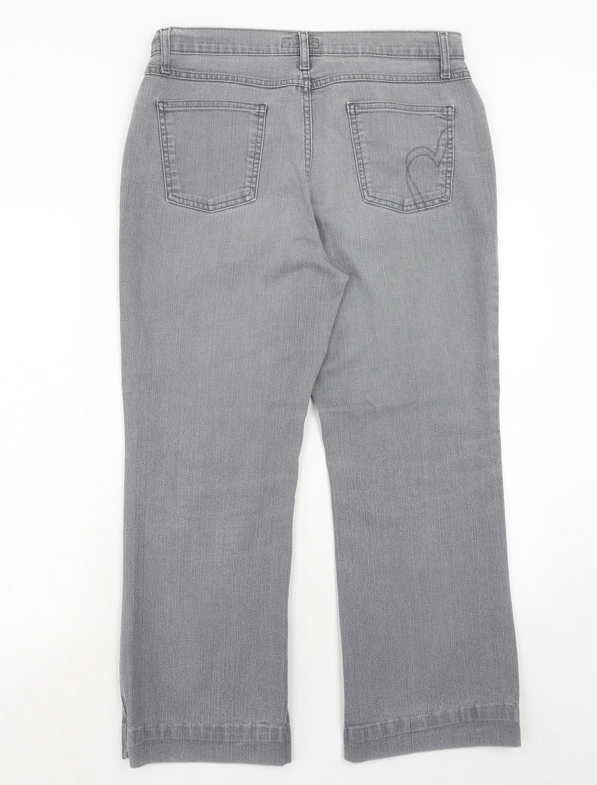 Marks and Spencer Womens Grey Cotton Bootcut Jeans Size 14 Regular Zip