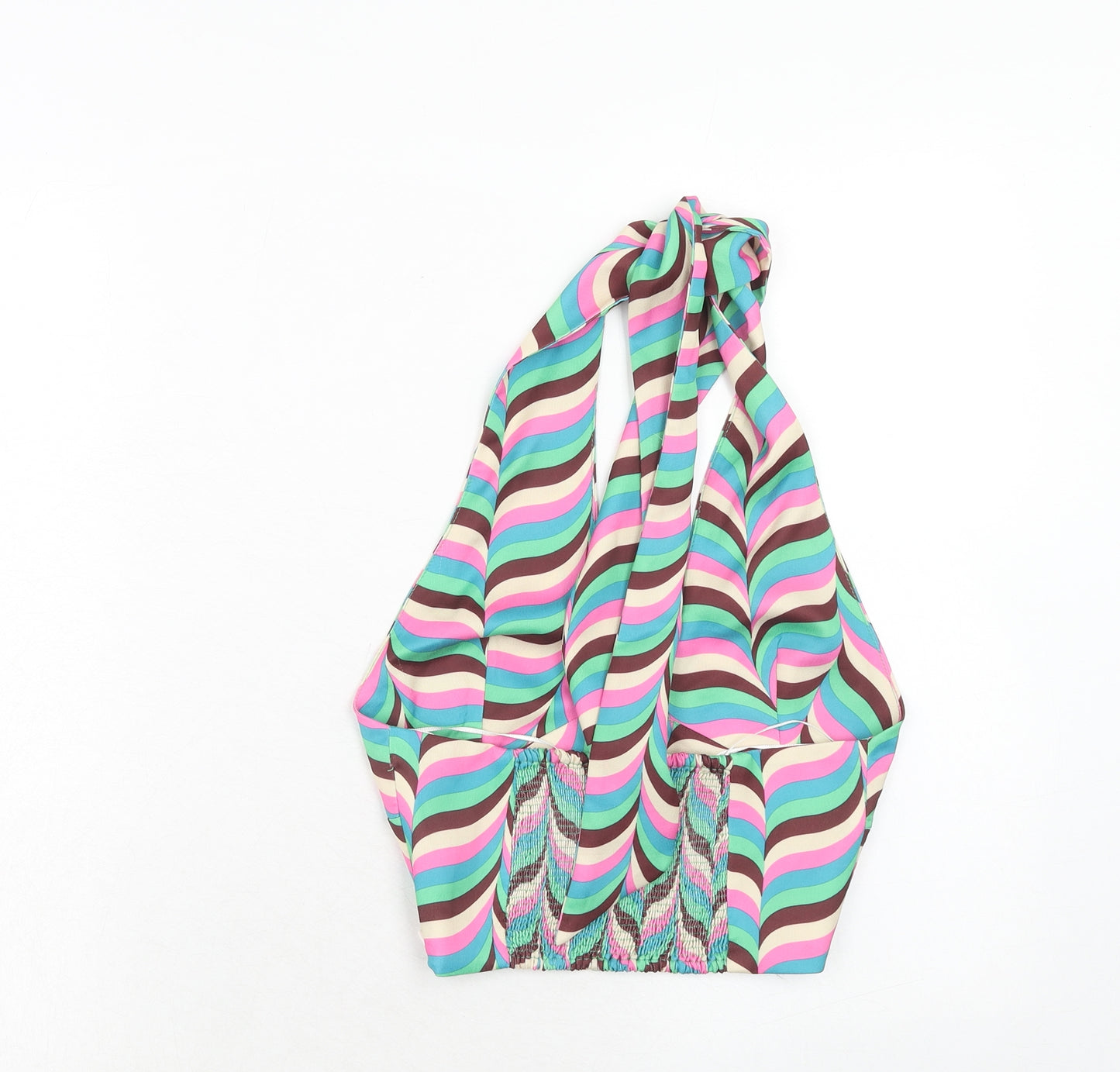 Zara Womens Multicoloured Geometric Polyester Cropped Tank Size S Halter