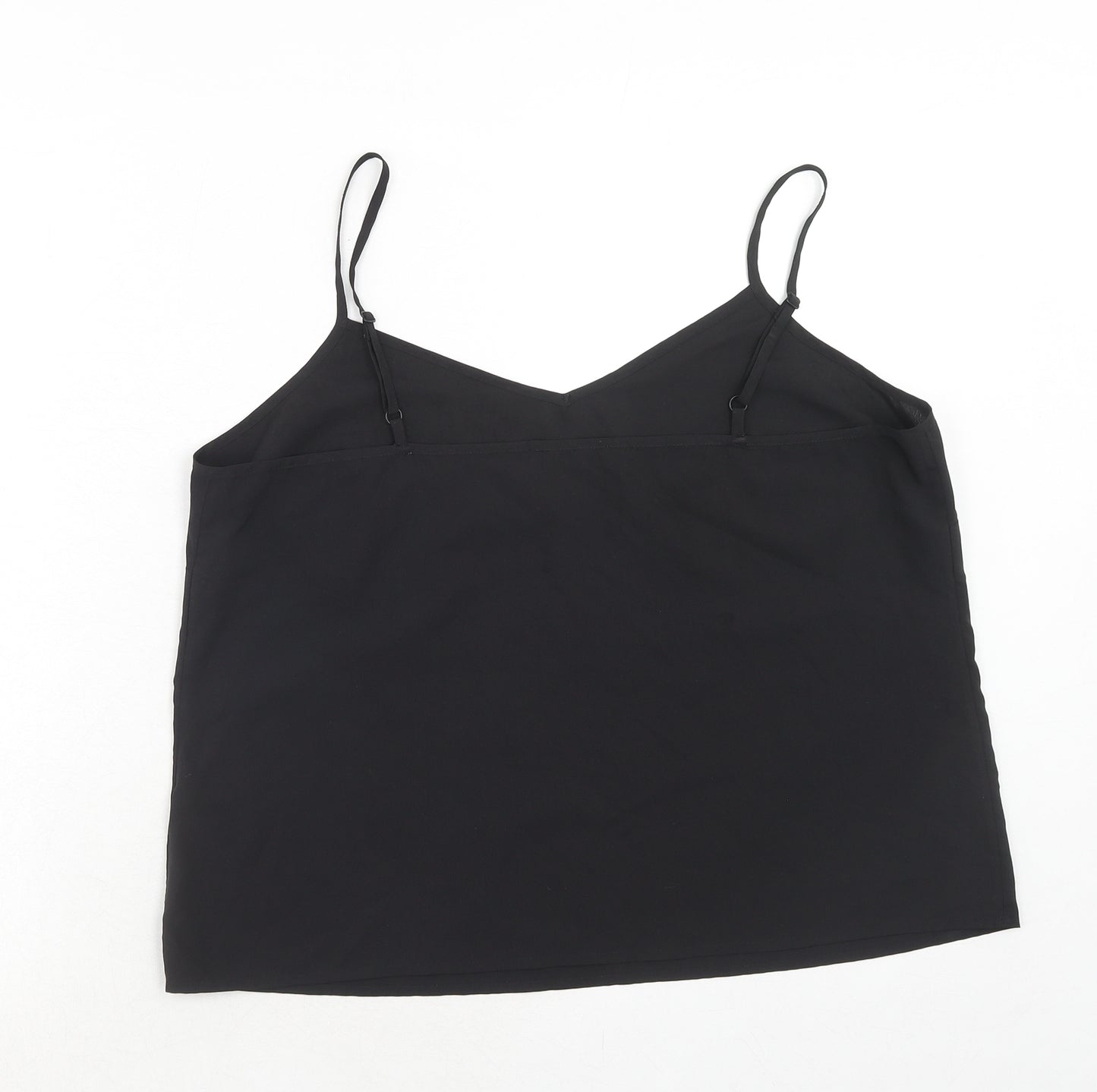 Marks and Spencer Womens Black Polyester Basic Tank Size 16 V-Neck
