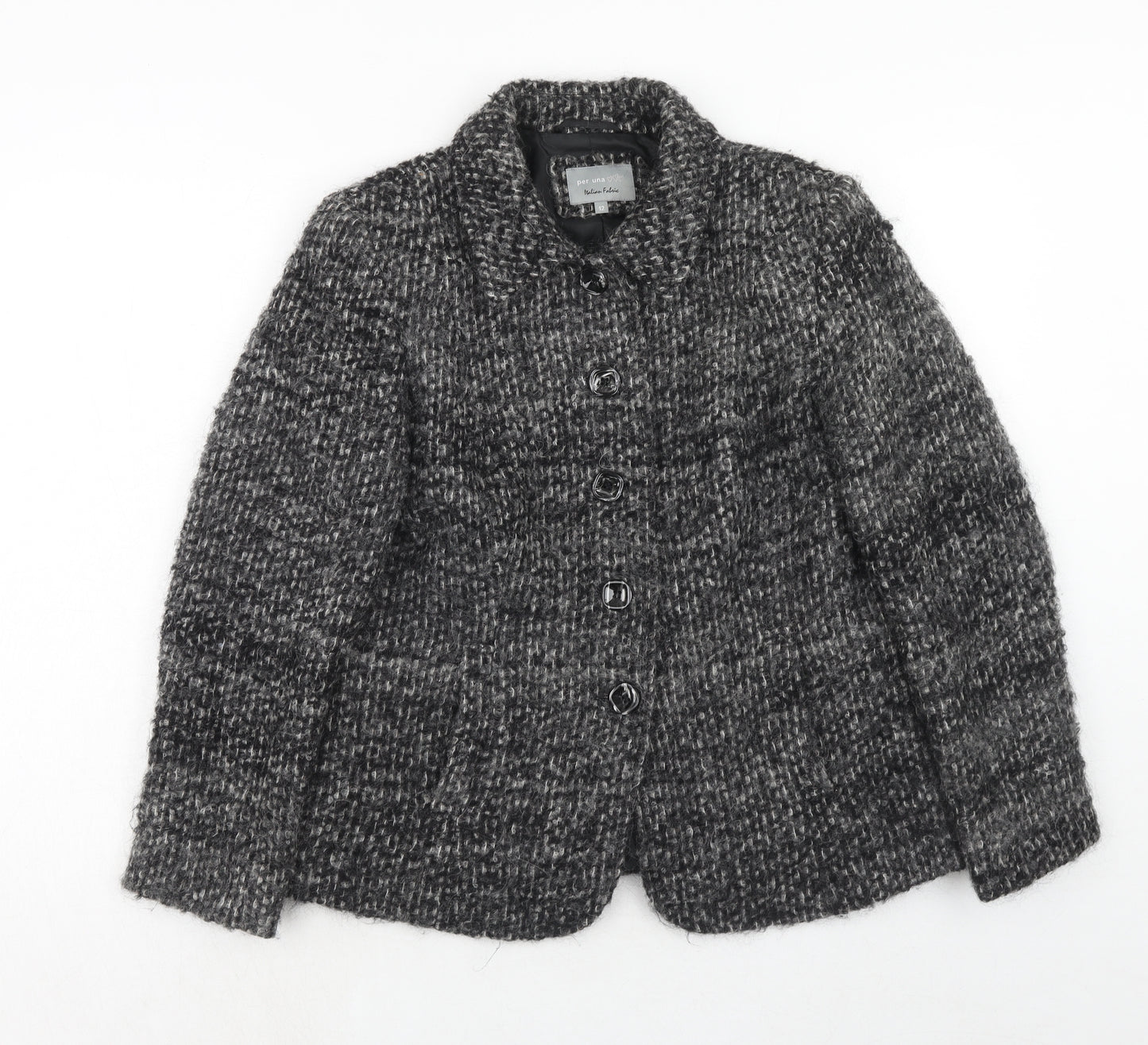 Per Una Womens Grey Geometric Jacket Size 12 Button