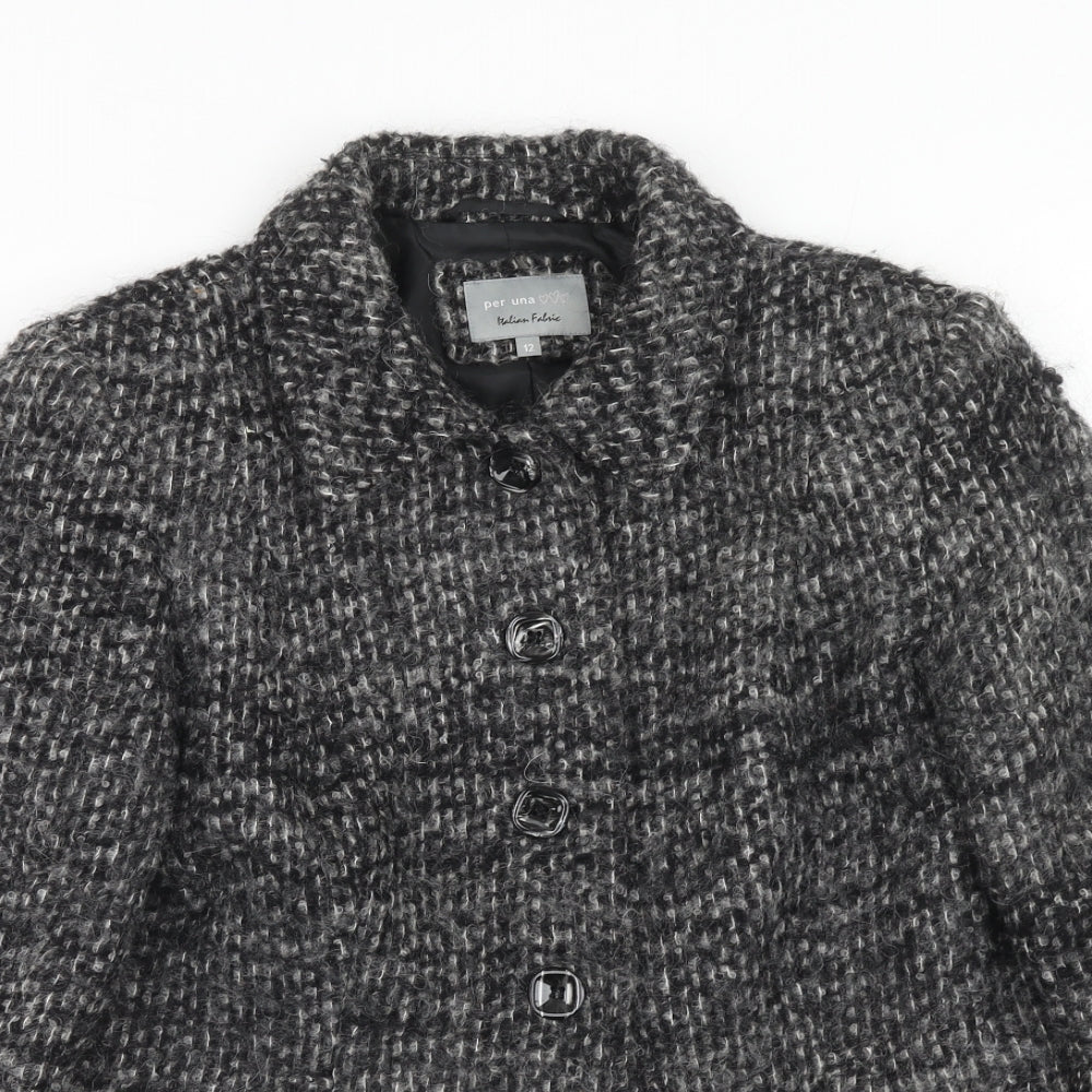 Per Una Womens Grey Geometric Jacket Size 12 Button