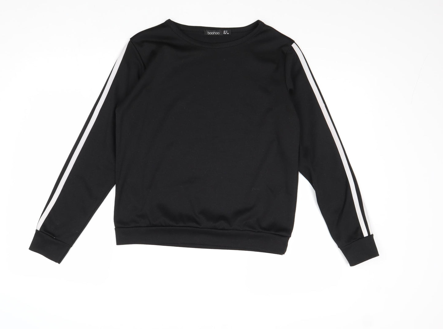 Boohoo Womens Black Polyester Pullover Sweatshirt Size 8 Pullover