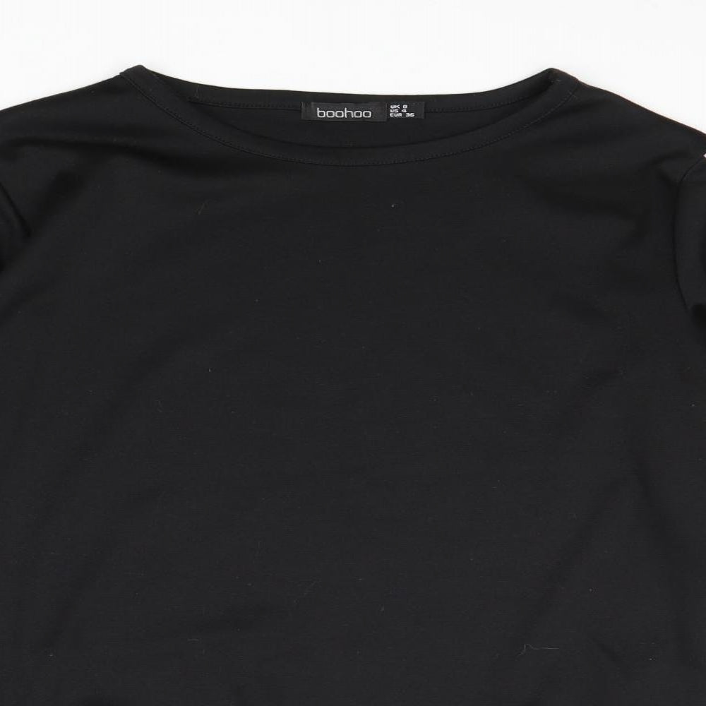 Boohoo Womens Black Polyester Pullover Sweatshirt Size 8 Pullover