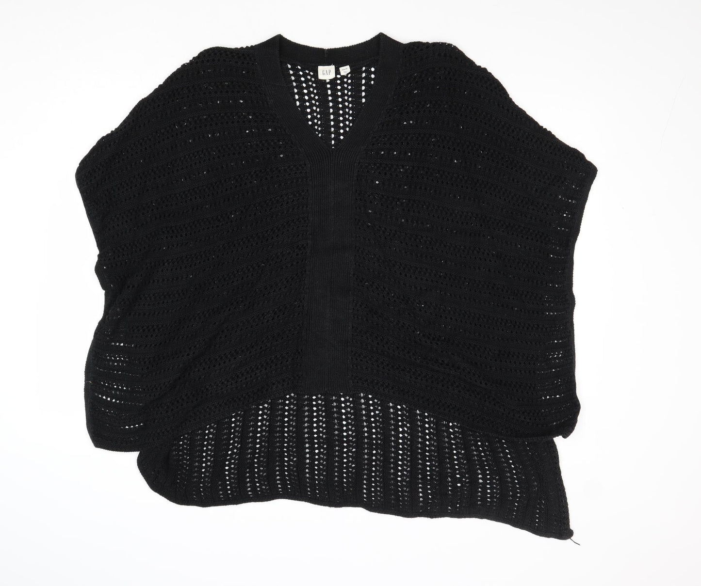 Gap Womens Black V-Neck Acrylic Pullover Jumper Size 2XS - Poncho