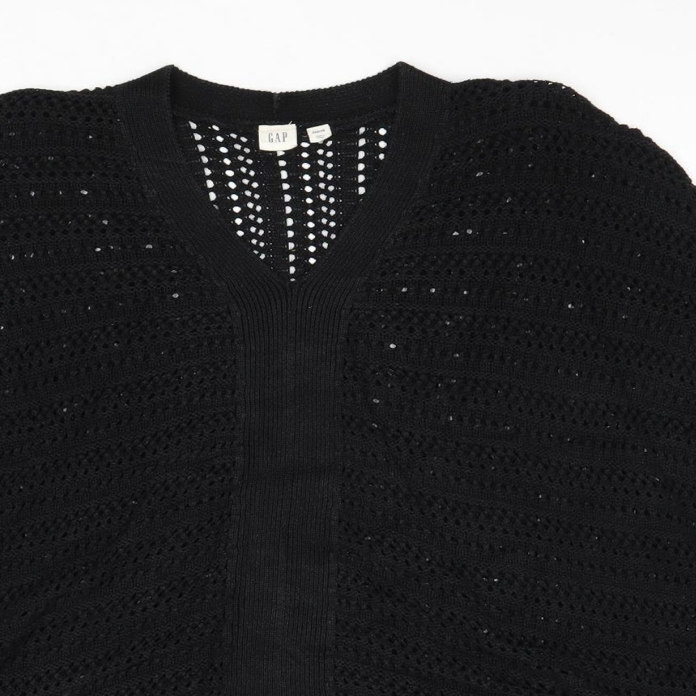 Gap Womens Black V-Neck Acrylic Pullover Jumper Size 2XS - Poncho