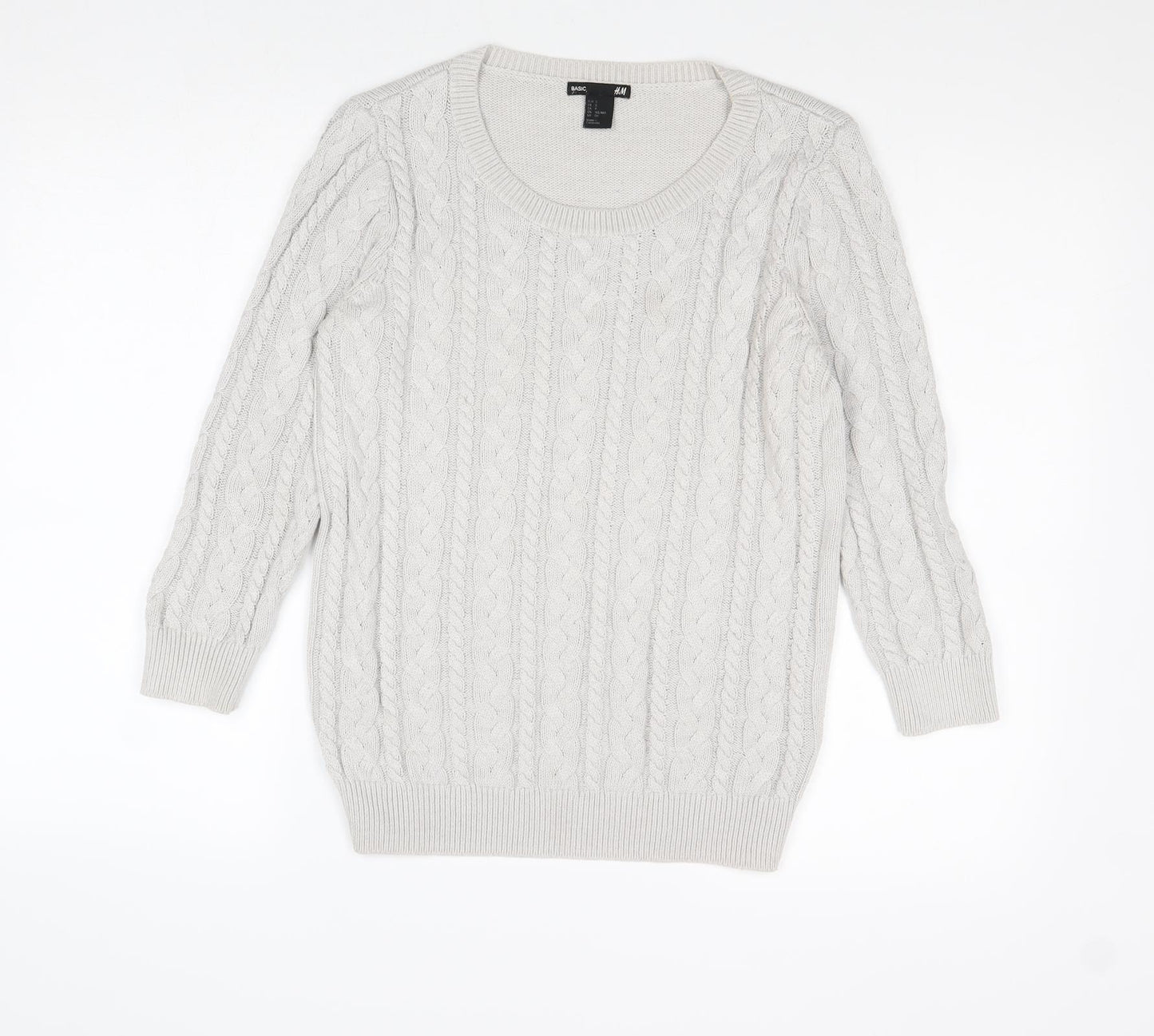 H&M Womens Grey Round Neck Polyamide Pullover Jumper Size S