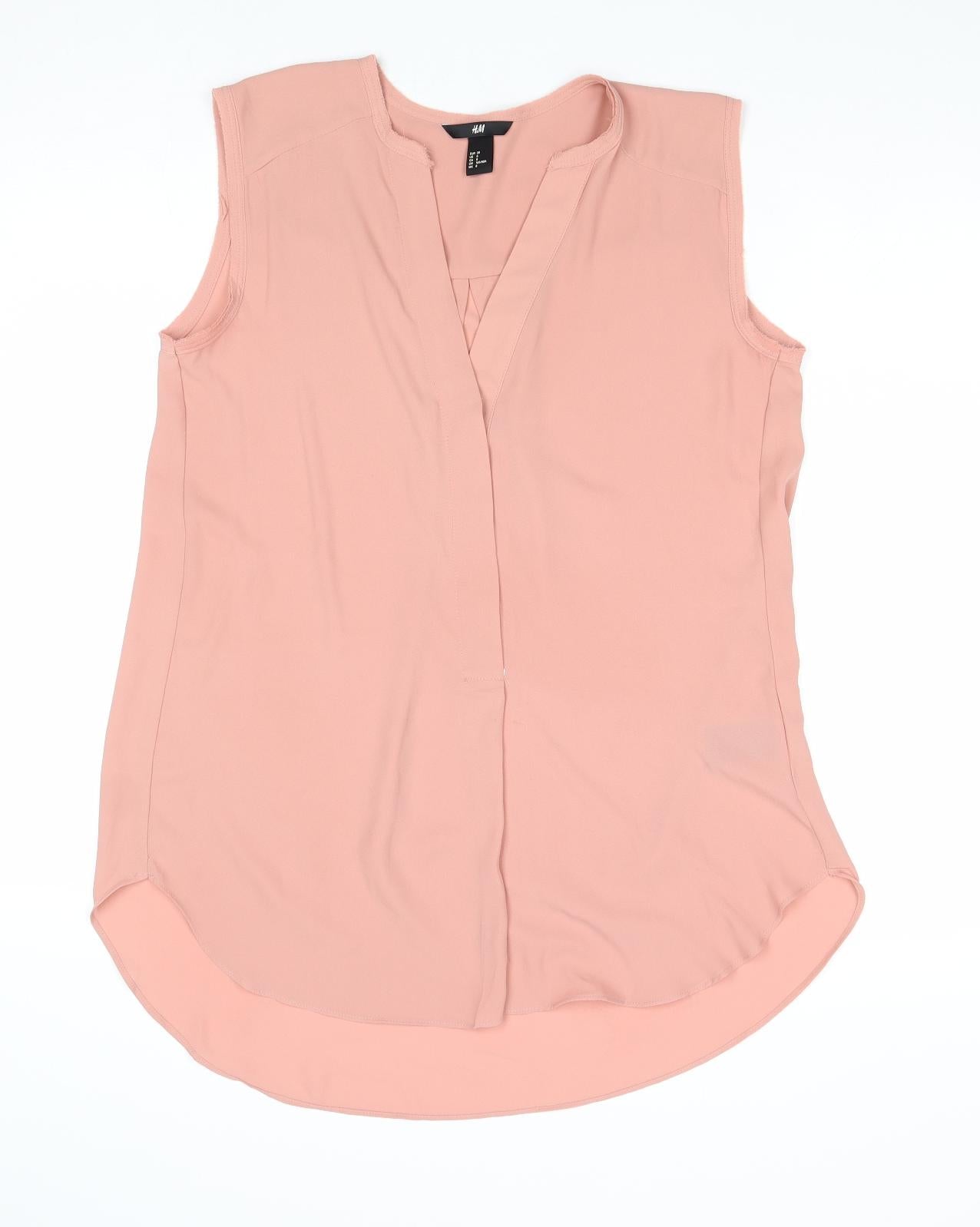 H&M Womens Pink Polyester Basic Tank Size 12 V-Neck