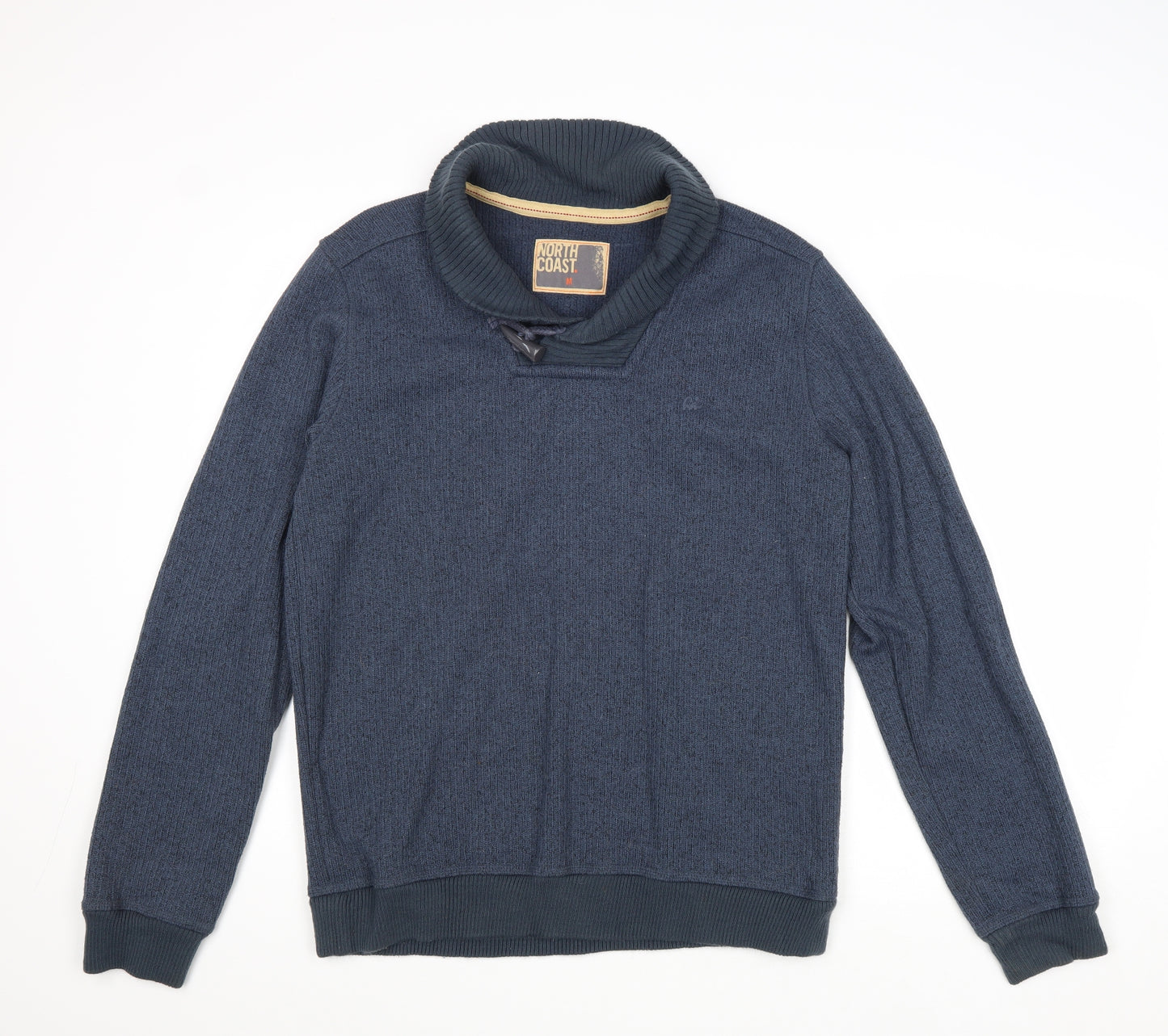 North Coast Mens Blue Collared Polyester Pullover Jumper Size M Long Sleeve