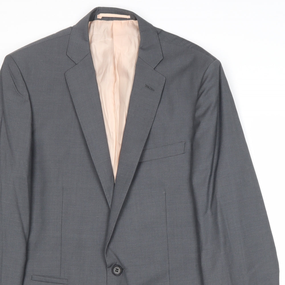 French Connection Mens Grey Polyester Jacket Suit Jacket Size 38 Regular