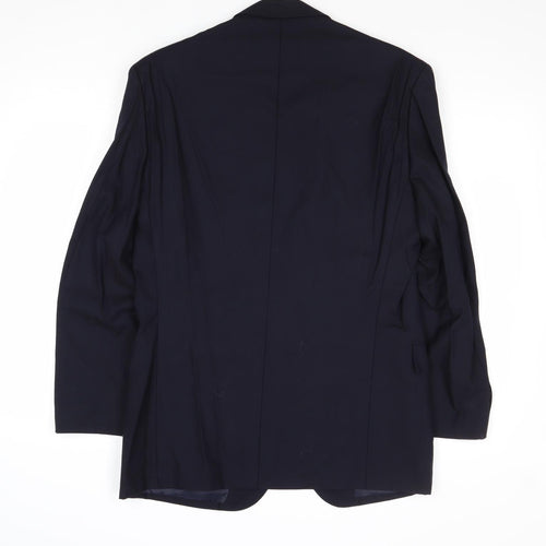 Master Jackie Mens Blue Wool Jacket Blazer Size 38 Regular