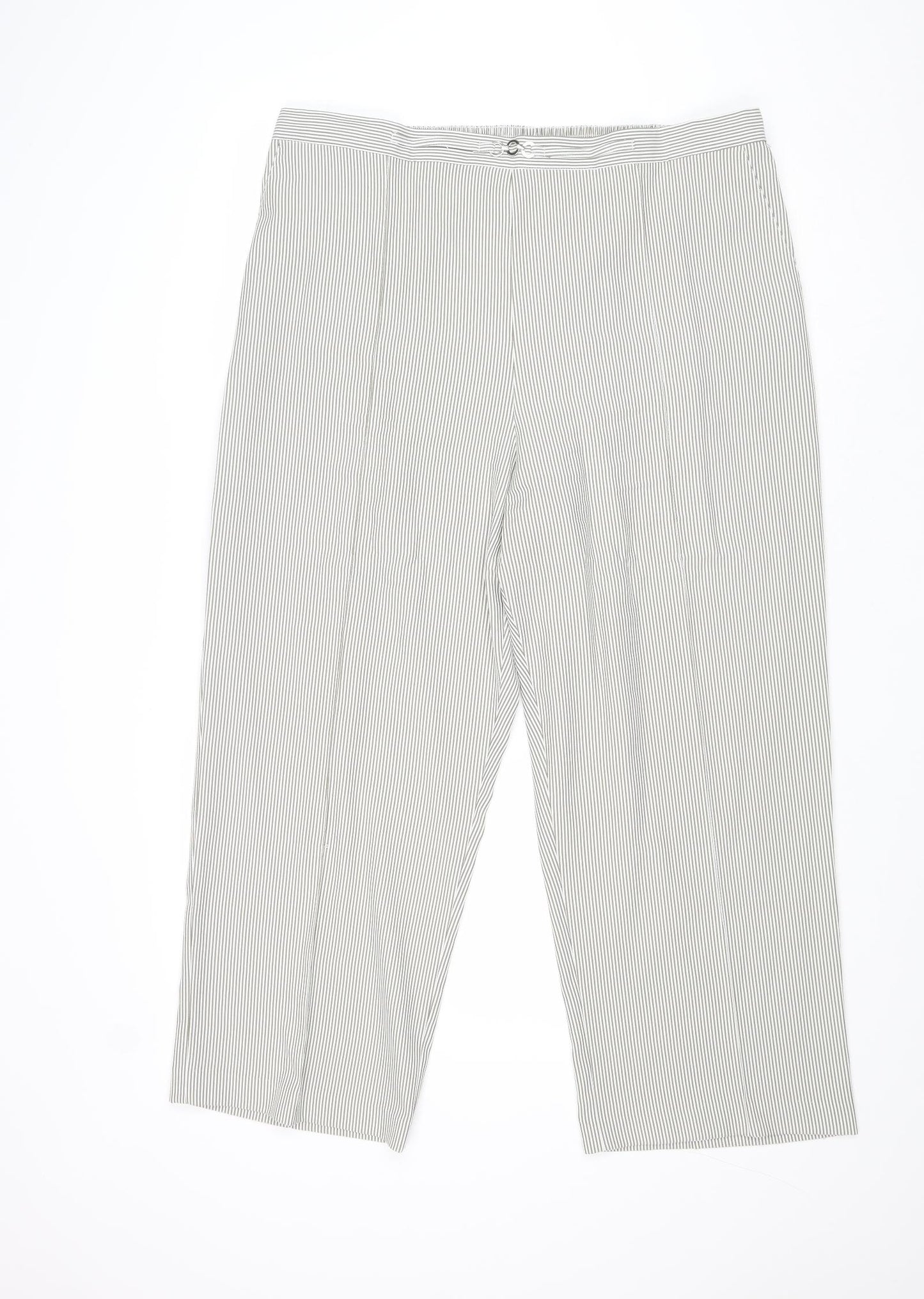 Sarah Hamilton Womens Beige Striped Polyester Trousers Size 22 Regular