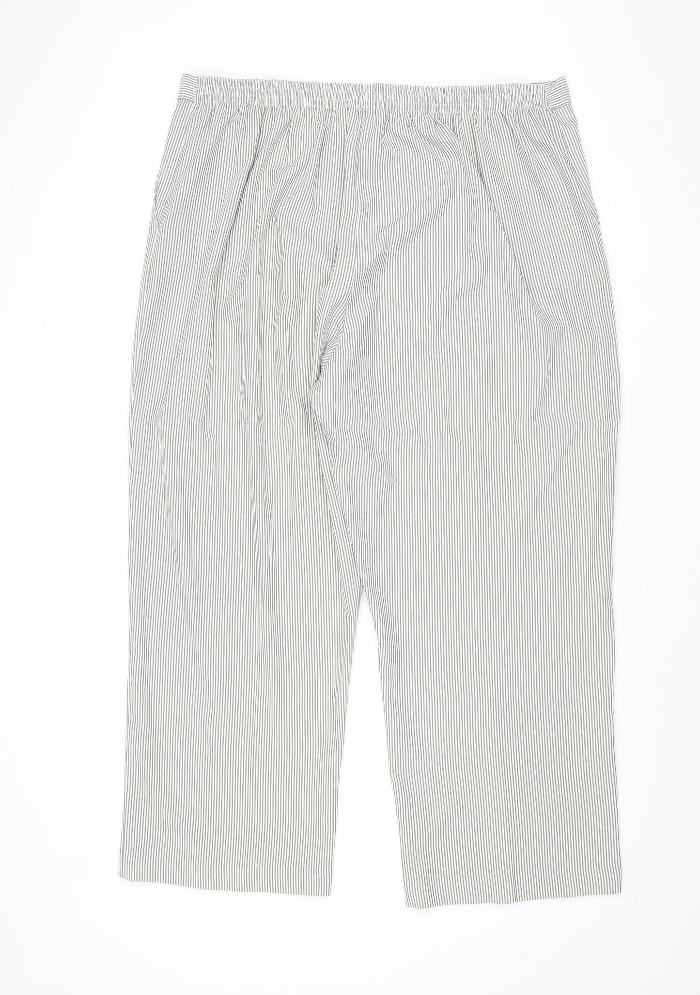 Sarah Hamilton Womens Beige Striped Polyester Trousers Size 22 Regular