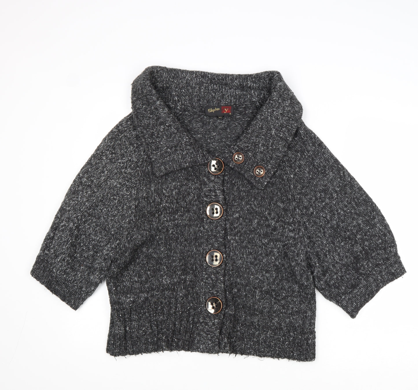 Stephen Y Womens Grey Collared Acrylic Cardigan Jumper Size M - Size M-L