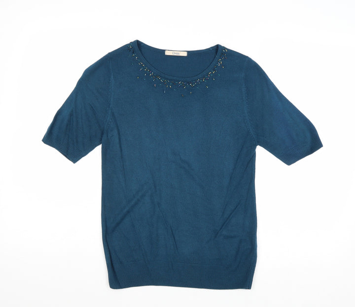 Marks and Spencer Womens Blue Round Neck Acrylic Pullover Jumper Size 8