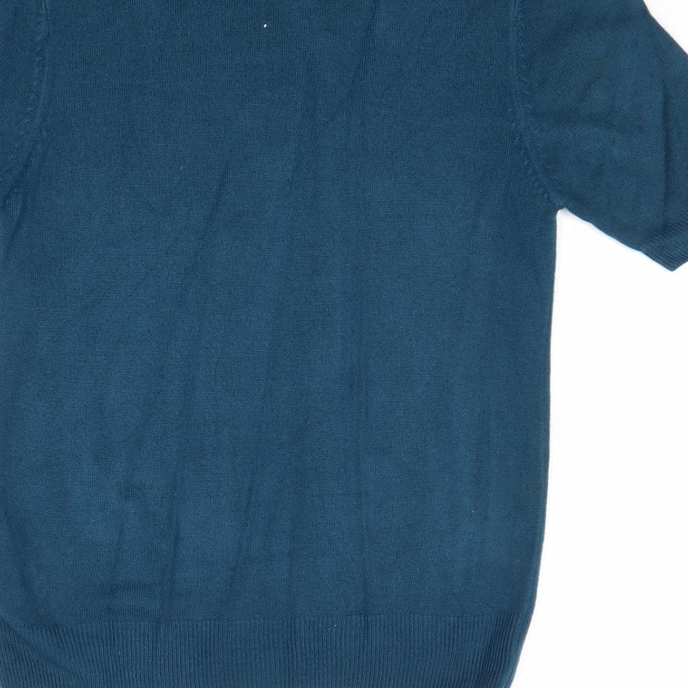 Marks and Spencer Womens Blue Round Neck Acrylic Pullover Jumper Size 8