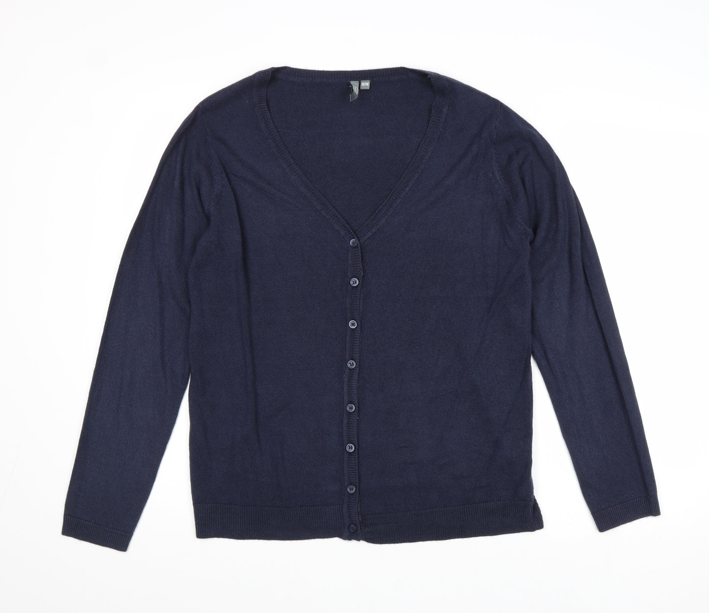 Originals Womens Blue V-Neck Acrylic Cardigan Jumper Size 12 - Size 12-14