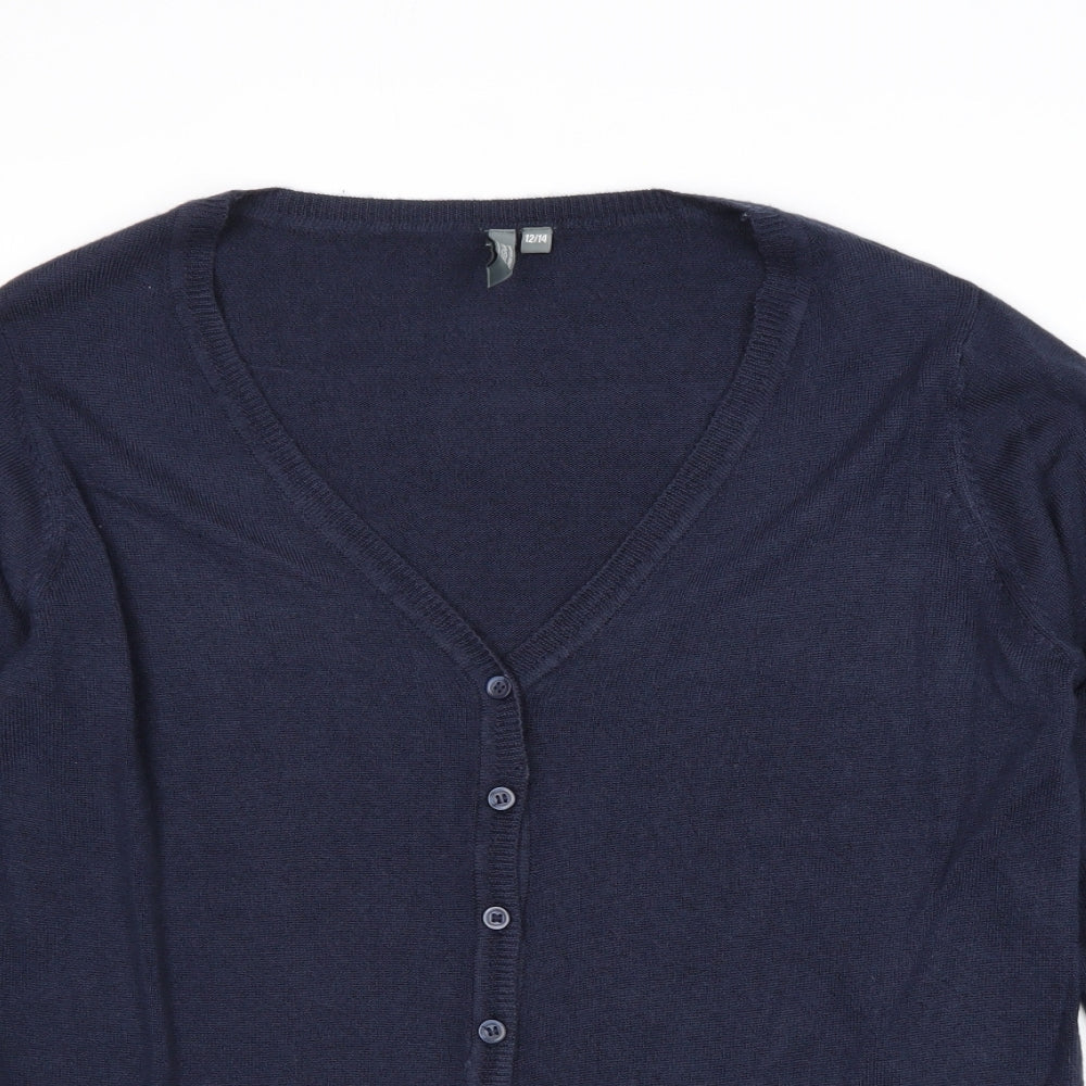 Originals Womens Blue V-Neck Acrylic Cardigan Jumper Size 12 - Size 12-14