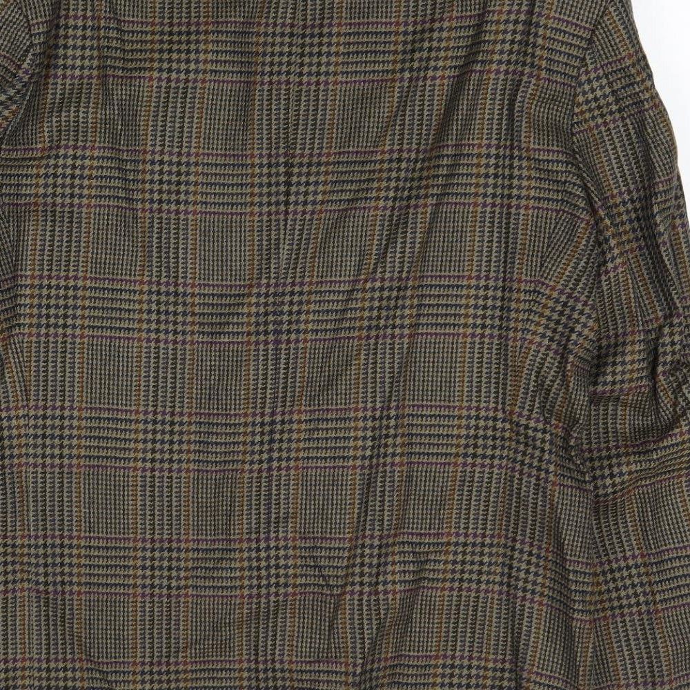 St Michael Mens Brown Plaid Wool Jacket Blazer Size 42 Regular