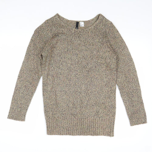 Divided by H&M Womens Gold Round Neck Acrylic Pullover Jumper Size 8