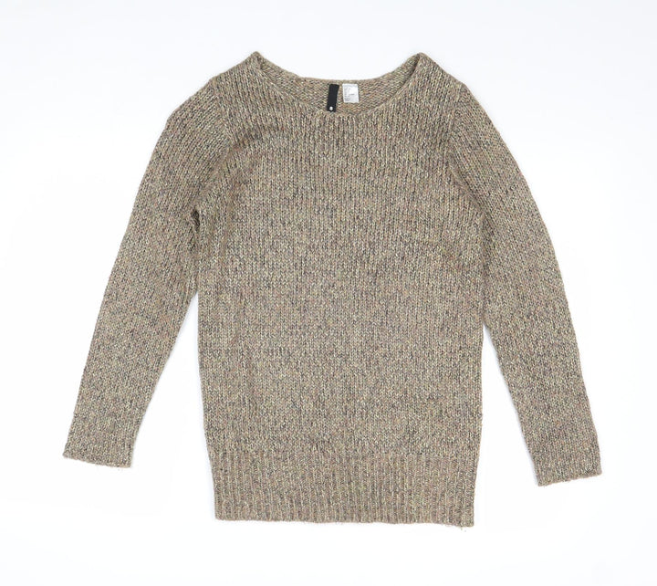 Divided by H&M Womens Gold Round Neck Acrylic Pullover Jumper Size 8