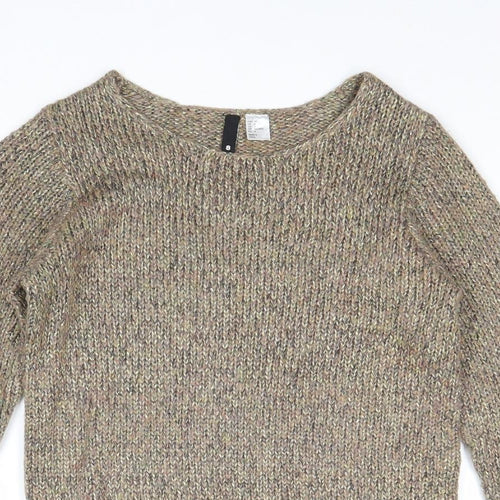 Divided by H&M Womens Gold Round Neck Acrylic Pullover Jumper Size 8