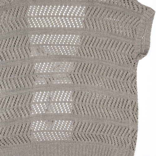 Bonmarché Womens Brown V-Neck Acrylic Cardigan Jumper Size L
