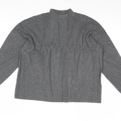 H&M Womens Grey Mock Neck Cotton Pullover Jumper Size S