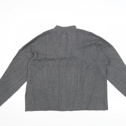 H&M Womens Grey Mock Neck Cotton Pullover Jumper Size S