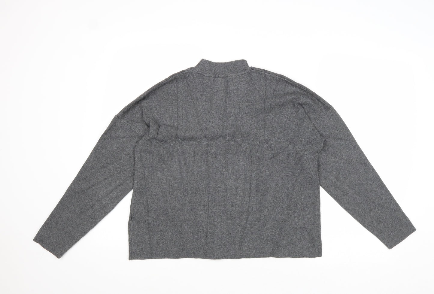 H&M Womens Grey Mock Neck Cotton Pullover Jumper Size S