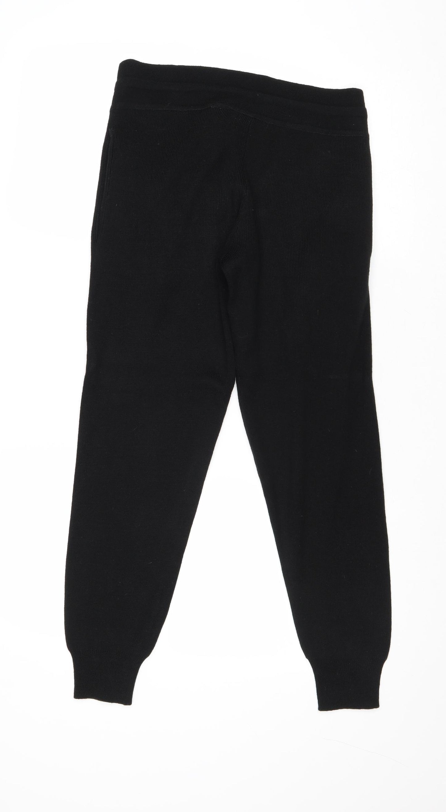 Boohoo Womens Black Acrylic Jogger Trousers Size XS Regular Tie