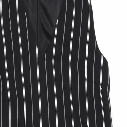 New Look Womens Black Striped Polyester A-Line Size 10 Halter Zip