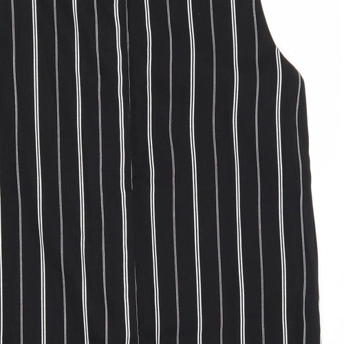 New Look Womens Black Striped Polyester A-Line Size 10 Halter Zip