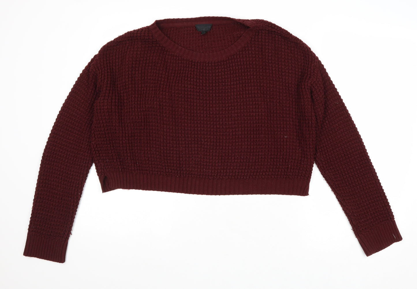 Topshop Womens Red Round Neck Acrylic Pullover Jumper Size 10