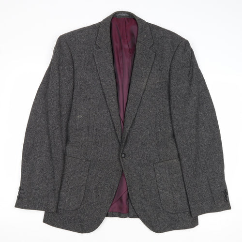 B&W Mens Grey Wool Jacket Blazer Size 38 Regular