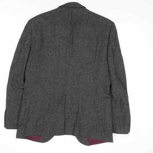 B&W Mens Grey Wool Jacket Blazer Size 38 Regular