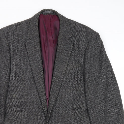 B&W Mens Grey Wool Jacket Blazer Size 38 Regular