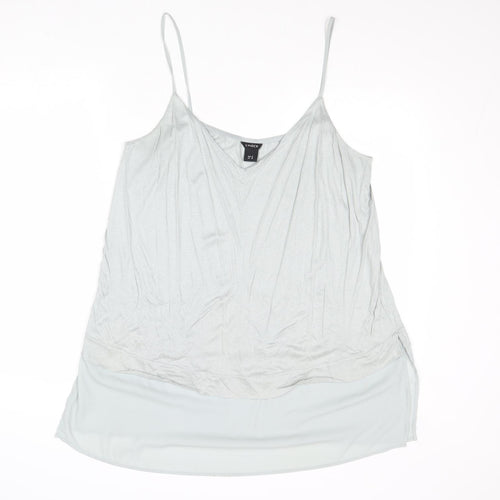 Lindex Womens Blue Polyester Basic Tank Size XL V-Neck