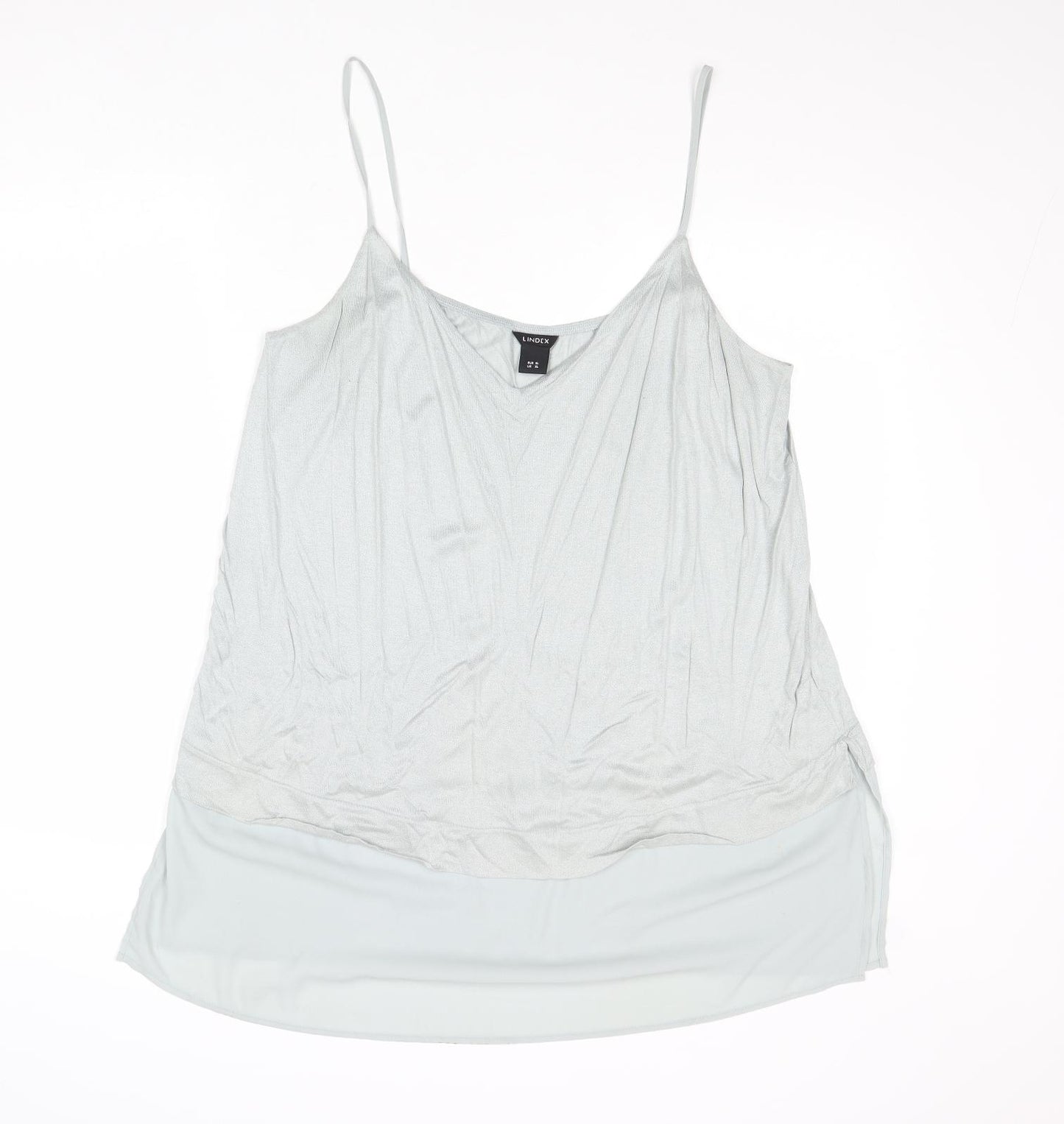Lindex Womens Blue Polyester Basic Tank Size XL V-Neck