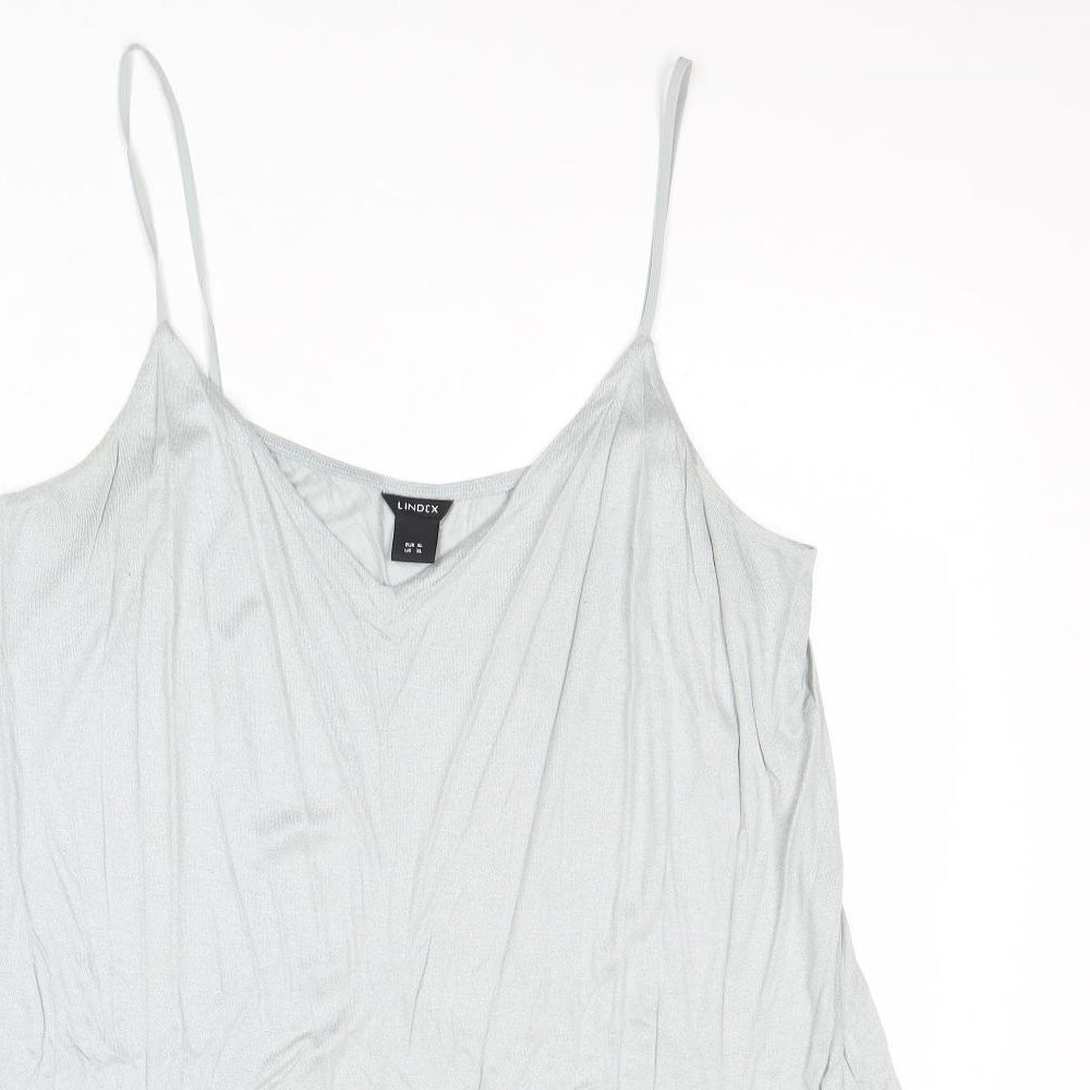Lindex Womens Blue Polyester Basic Tank Size XL V-Neck