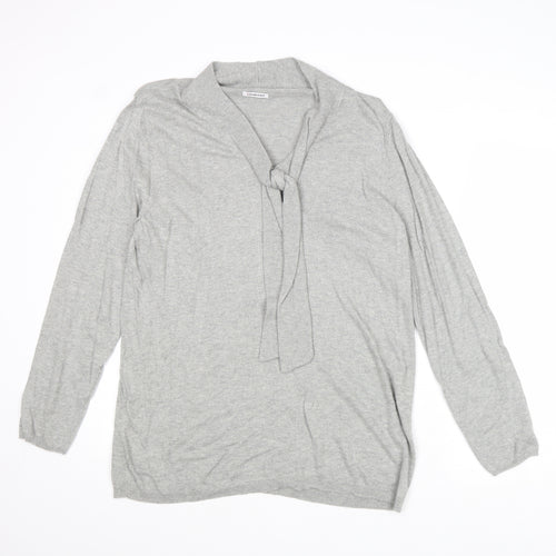 Damart Womens Grey V-Neck Viscose Pullover Jumper Size L