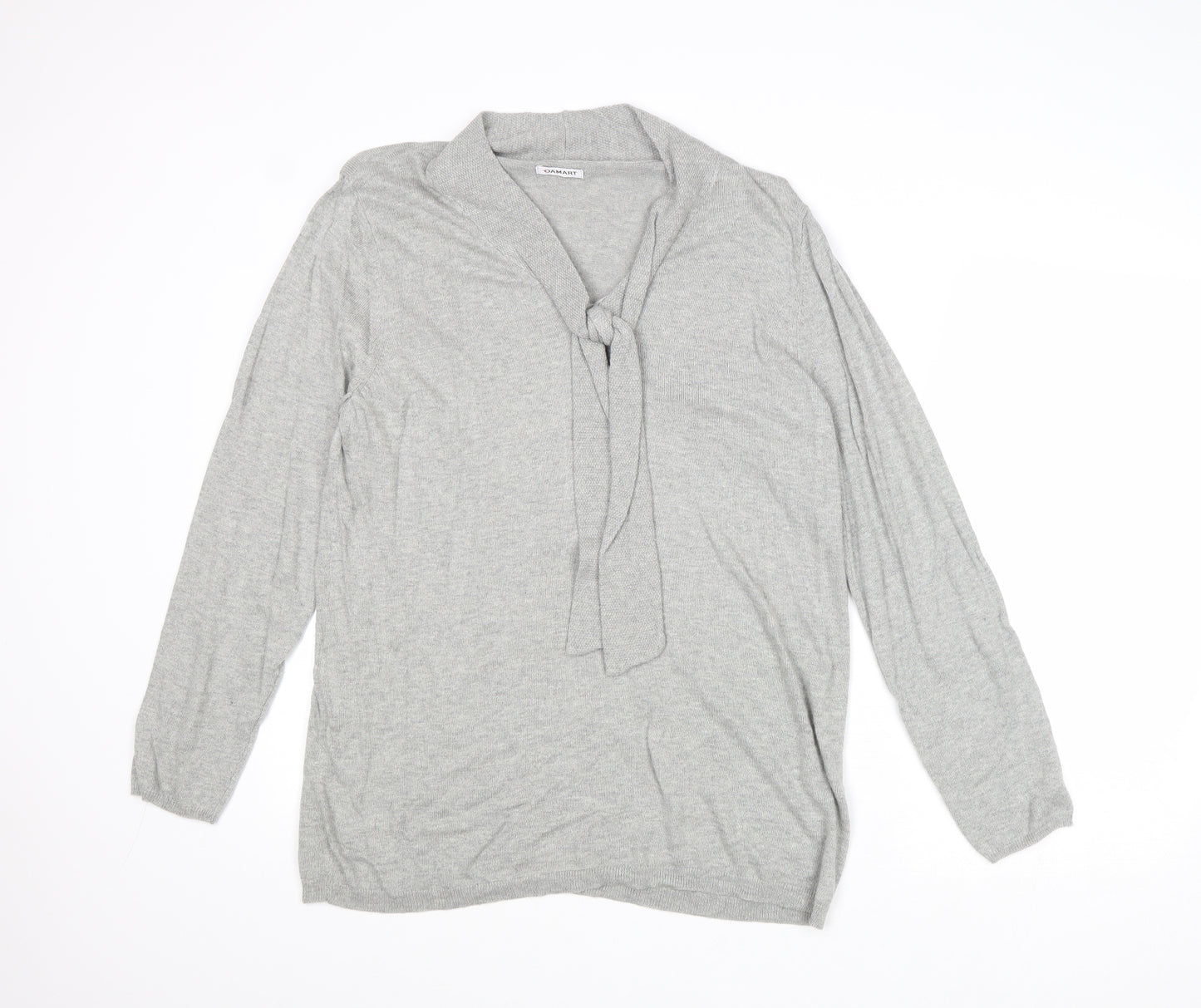 Damart Womens Grey V-Neck Viscose Pullover Jumper Size L