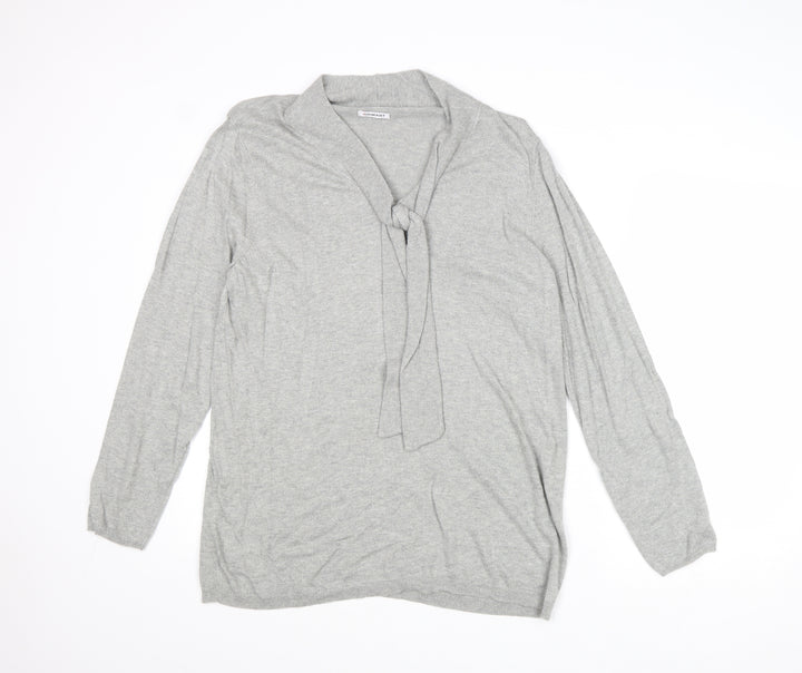 Damart Womens Grey V-Neck Viscose Pullover Jumper Size L