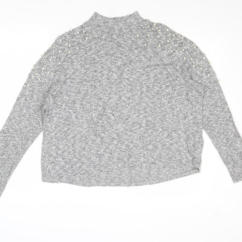 Divided by H&M Womens Grey Mock Neck Polyester Pullover Jumper Size M