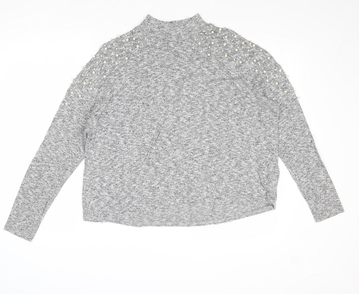 Divided by H&M Womens Grey Mock Neck Polyester Pullover Jumper Size M
