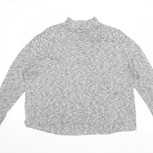 Divided by H&M Womens Grey Mock Neck Polyester Pullover Jumper Size M
