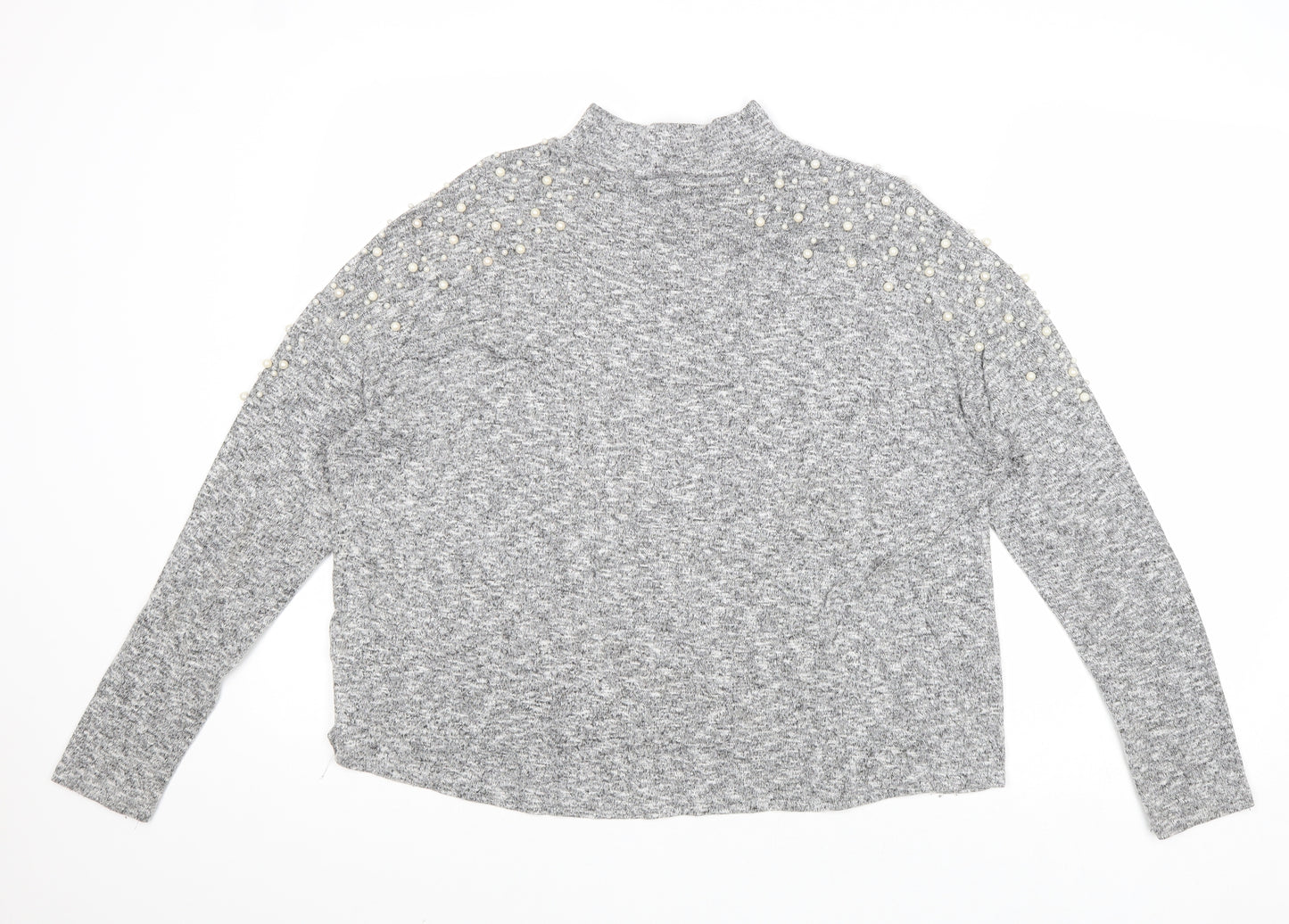 Divided by H&M Womens Grey Mock Neck Polyester Pullover Jumper Size M