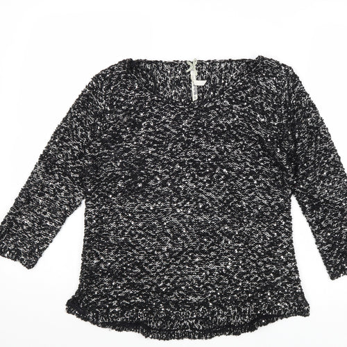 Plaza Italia Womens Black Round Neck Polyester Pullover Jumper Size S
