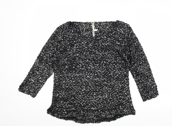 Plaza Italia Womens Black Round Neck Polyester Pullover Jumper Size S