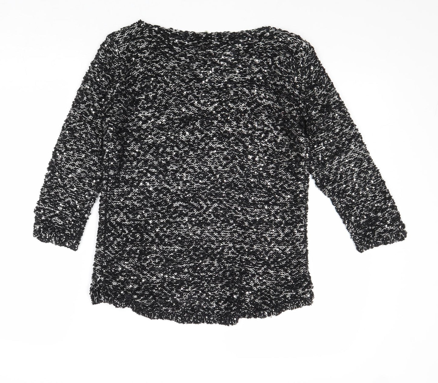 Plaza Italia Womens Black Round Neck Polyester Pullover Jumper Size S
