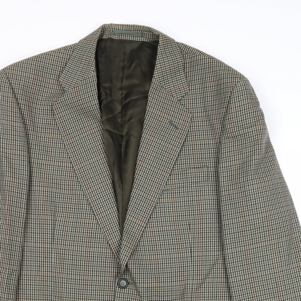 Charlton Gray Mens Multicoloured Geometric Wool Jacket Suit Jacket Size 42 Regular